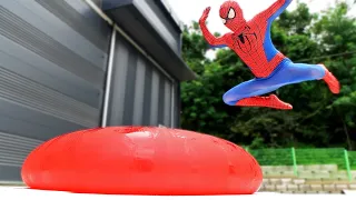 Spider Man Popping Giant Water Balloons! #2