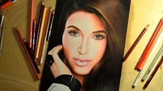 Drawing Kim Kardashian. Time-lapse video (Портрет Ким Кардашьян цветными карандашами)