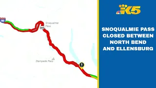 Snoqualmie Pass closed between North Bend and Ellensburg due to severe weather and crashes