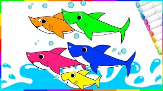 Baby Shark Family Drawing and Colouring| Baby Shark Whole Family| Drawing,Painting,Coloring For Kids
