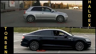 SLIP TEST - HALDEX vs TORSEN - Audi S3 Quattro 2000 vs Audi A5  Quattro 2017 - @4x4.tests.on.rollers