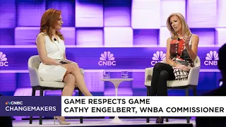 WNBA Commissioner Cathy Engelbert speaking at the 2024 CNBC Changemakers event in New York City