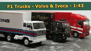 F1 Trucks - Volvo F88 & Iveco Stralis 480 - Ferrari, Lotus, Brabham - 1:43 model review