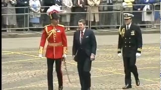 President Reagan Reviewing troops at FCO Quadrangle in London on June 2, 1988