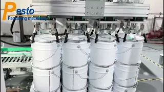 Metal Paint Bucket Filling Crimping Palletizing Machine With Flower Lid