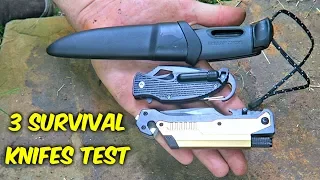 3 Camping Knifes Built-in Fire Starter put to the Test!