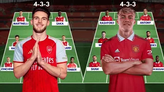 ARSENAL VS MAN UNITED Head to head potential starting lineup with transfers 2023/2024