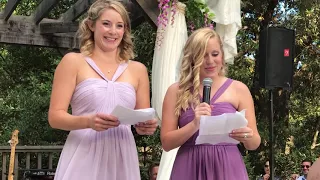 Two daughters wedding speech roast for their mother's third marriage