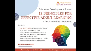 12 Principles for Effective Adult Learning (Educators Development Forum) @maggaeducation