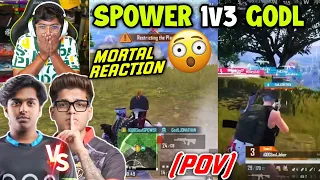 Spower 1v3 GODLIKE🔥 SouL Destroy GodL in 4v4 Fight 😳 Mortal React😱