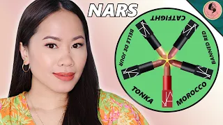 NARS LIPSTICK in Morocco, Tonka, Banned red & more..Shades you will want to have. Demo & Swatches