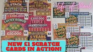 Brand new £1 scratch tickets from the national lottery. 5 of the new Good Luck scratch cards
