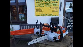 Vergleich zwischen der Stihl Akku-Motorsäge MSA 60 C und der Stihl Akku-Motorsäge MSA 70 C