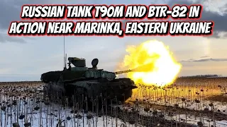 T90M and BTR-82 fire in Eastern Ukraine,