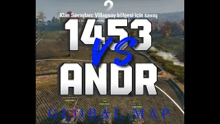 WOT | 1453 vs ANDR (ANDRDOGS) | GLOBAL MAP CLAN WARS