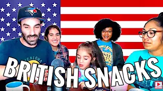 AMERICANS TRY BRITISH JUNK FOOD - AMERICANS REACT TO BRITISH JUNK FOOD SNACKS CANDY