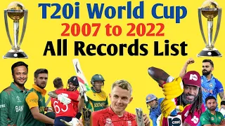 T20i World Cup 2007 to 2022 All Records List Score Wickets Catches Sixes