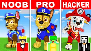 NOOB vs PRO: PAW PATROL STATUE HOUSE Build Challenge in Minecraft