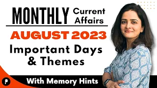August 2023 Important Days & Theme | Monthly Current Affairs 2023 | With Mnemonics