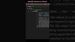 range() Function in Python #shorts