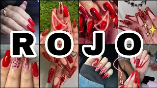 Tendencia en Uñas Rojas Acrílicas ❤️✨Diseños de Uñas Modernas 2023💅😍#uñas #rojo #tendencias