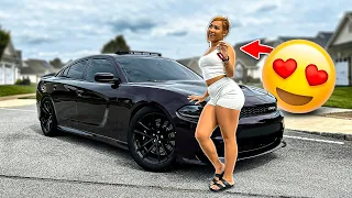 TEACHING INSTAGRAM MODEL HOW TO DRIVE MY DODGE CHARGER SCAT PACK..