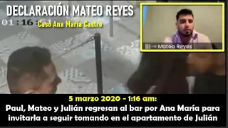 Primeras Declaraciones Mateo Reyes en audiencia en Caso Ana Maria Castro