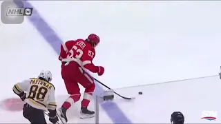 SHG goal scored by Red Wings against Bruins  Moritz Seider 3/12/2023