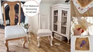 How to recover a seat pad, Shabby chic chair makeover