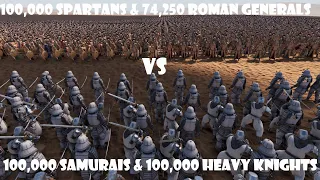 174,250 Spartans & Roman Generals vs 200,000 Samurais & Heavy Knights | UEBS 2