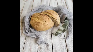 Фермерский хлеб с минимальным количеством дрожжей, замес длится всего 3 минуты