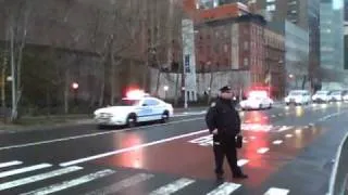 Presidental motorcade down 1st Ave in NYC - April 6, 2011