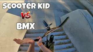 100 BARSPINS ON BMX VS SCOOTER KID…