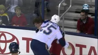 Chris Stewart vs Derek Dorsett fight 31 Jan 2013 St. Louis Blues vs Columbus Blue Jackets NHL Hockey