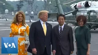 Abe, Trump Arrive at Japanese Naval Base