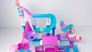 Building Cotton candy color castle marbles run race ASMR