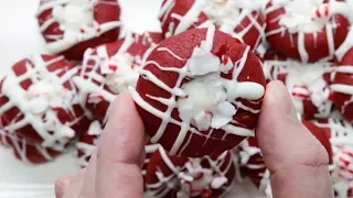 Red Velvet Peppermint Thumbprint Cookies