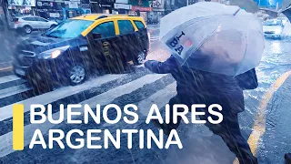 BUENOS AIRES, Argentina — Heavy Thunderstorm Rain Walk 【4K】☔️ 🇦🇷
