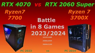 RTX 4070 - Ryzen 7700 in games 2023/24 vs Old PC RTX 2060 Super - Ryzen 3700X