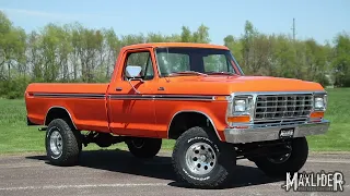 FOR SALE: Completely Restored 1979 Orange Ford F-150 Ranger  C6 Automatic 4 x 4 - Maxlider Brothers