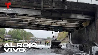 EN VIVO: Imágenes de daños en una carretera en Connecticut tras el choque que provocó un incendio