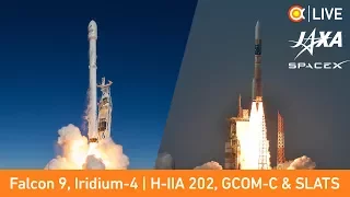 ОДНОВРЕМЕННЫЙ пуск Falcon 9 (Iridium 4) и H-IIA (GCOM-C1)