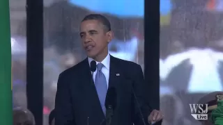 President Obama Speaks at Nelson Mandela's Funeral