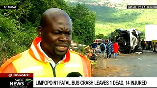 Limpopo N1 bus crash leaves 1 dead and 14 injured