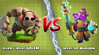 Every Level GOLEM vs Max Grand Warden Clash of Clans Ultimate Gameplay