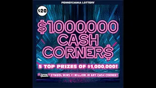 $20 $1,000,000 CASH CORNER$ - PA Lottery Scratch Off Ticket