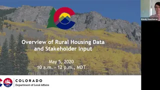 Colorado Rural Rental Preservation Academy: The Housing Landscape in Rural Colorado