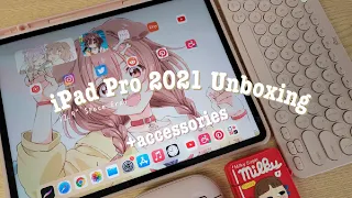 IPAD PRO 2021 12.9” UNBOXING  + Airpods, Apple Pencil 2, & accessories 📦✨ (5th Gen)