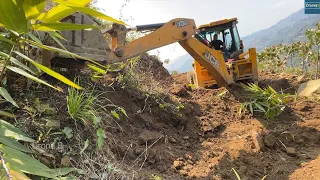 Narrow Mountain Road Building for Stone Quarry with JCB Backhoe Loader