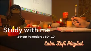 2 HOUR LOFI PLAYLIST / Study With Me / 50-10 Pomodoro / Countdown timer / Soothing rain